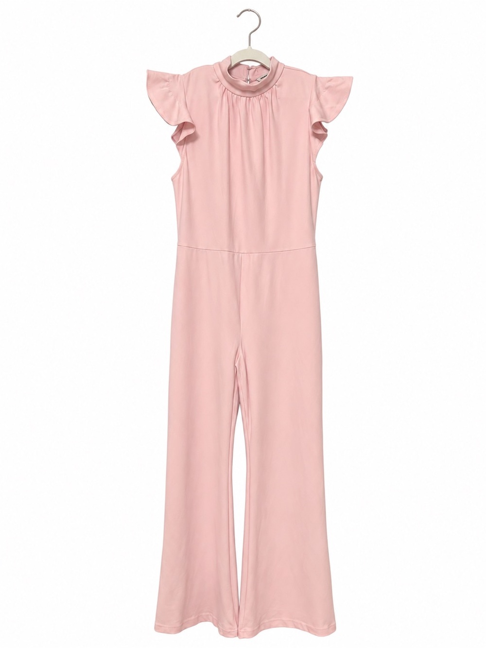 Amanda Uprichard Blush Pink Flutter-Sleeve Jumpsuit
